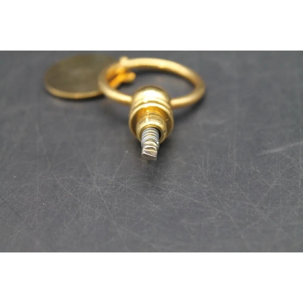 Vintage Secret Compartment Keychain Gold Tone Red Stone Unscrew Capsule Boxed